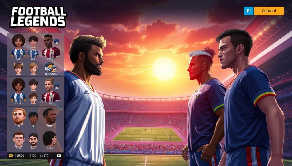 Character customization options in Football Legends