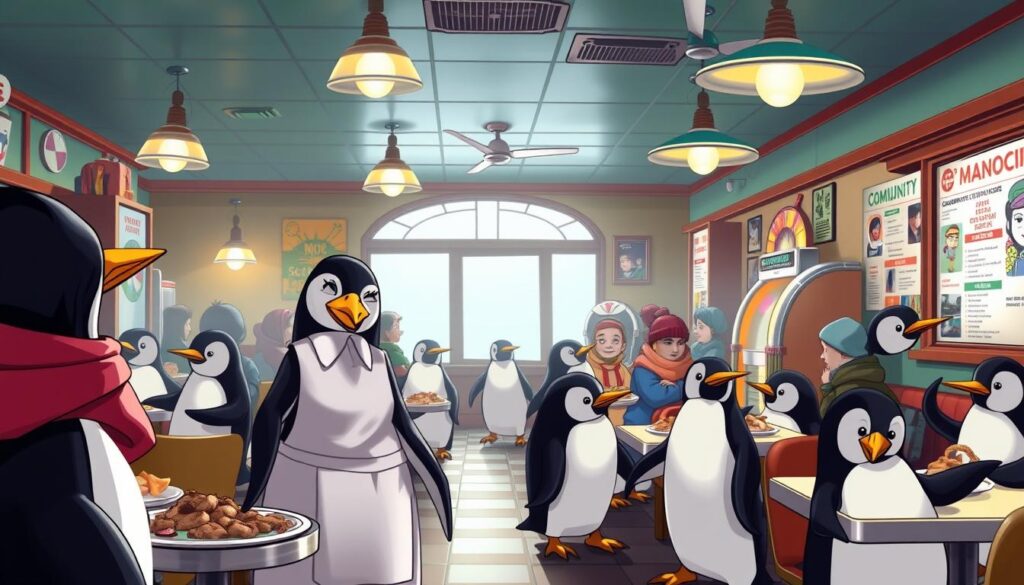 penguin waitress game community